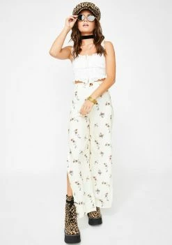 Momokrom Side Slit White Floral Trousers