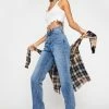 Momokrom Vintage Wash High Waist Straight Jeans