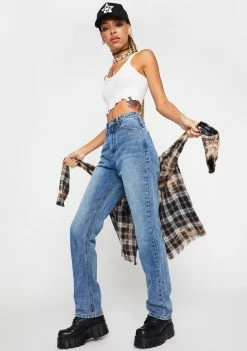 Momokrom Vintage Wash High Waist Straight Jeans