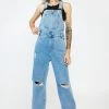 Momokrom Long Leg Baggy Overalls With Knee Rips Jumpsuits & Rompers