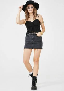 Momokrom Washed Raw Hem Denim Skirt 8 Momokrom Washed Raw Hem Denim Skirt