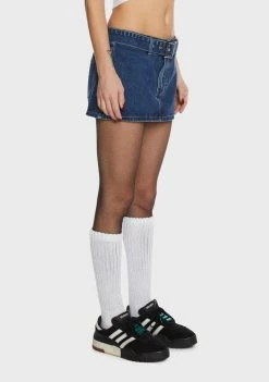 Momokrom Mid Rise Mini Belted Denim Skirt 7 Momokrom Mid Rise Mini Belted Denim Skirt