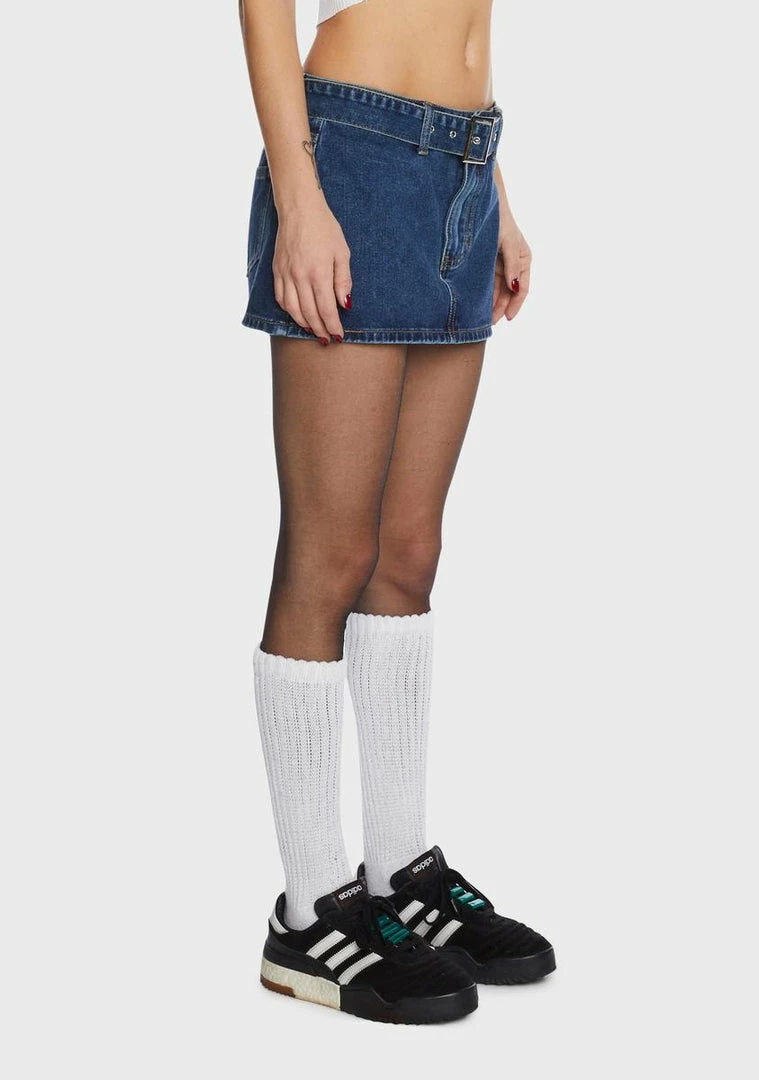 Momokrom Mid Rise Mini Belted Denim Skirt 4 Momokrom Mid Rise Mini Belted Denim Skirt