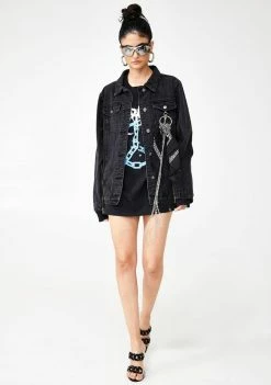 Momokrom Zip Sleeve Black Denim Jacket
