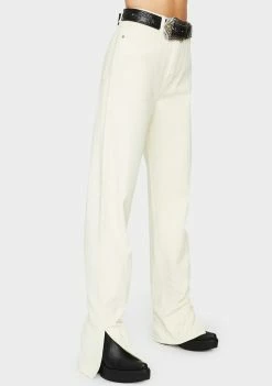 Momokrom Bottoms Off White Wide Leg Split Hem Jeans