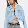 Momokrom Light Vintage Wash Cropped Denim Jacket Outerwear