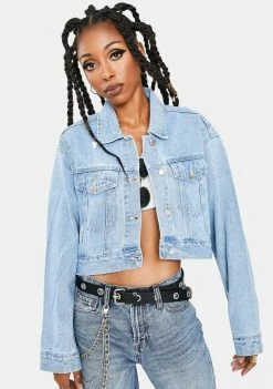 Momokrom Light Vintage Wash Cropped Denim Jacket Outerwear