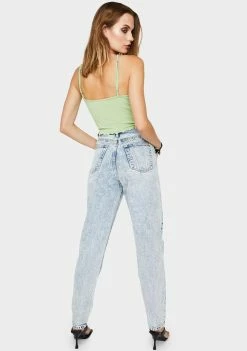 Momokrom Bottoms Mid Blue Acid Mom Jeans