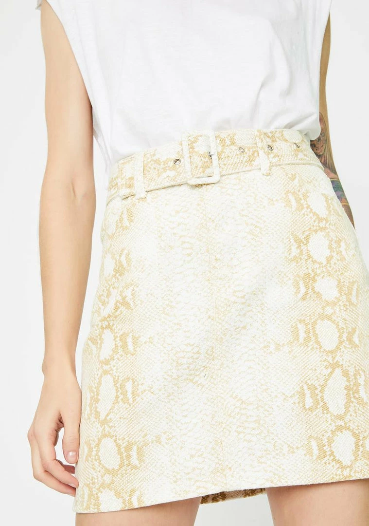 Momokrom Bottoms Brown Snake Belted Mini Skirt 3 Momokrom Bottoms Brown Snake Belted Mini Skirt