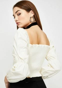 Momokrom Tops Puff Sleeve Crop Top