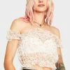 Momokrom Tops Floral Off The Shoulder Crop Top