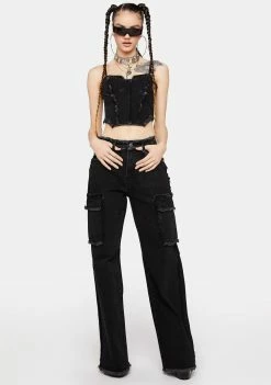 Momokrom Angled Washed Denim Corset Top