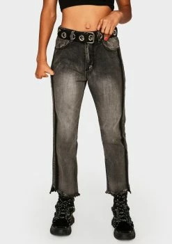 Momokrom Shop 35 Momokrom Black Distressed Cropped Flare Jeans Bottoms