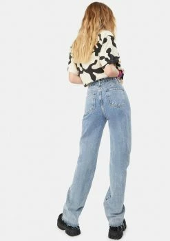 Momokrom Mid Blue Straight Leg Denim Jeans