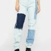 Momokrom Patchwork Long Straight Leg Jeans Bottoms