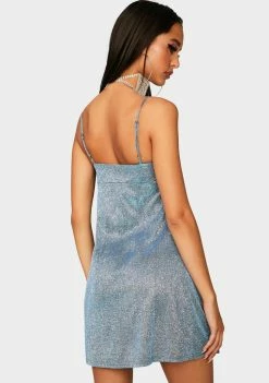 Momokrom Dresses Blue Glitter Bodycon Dress
