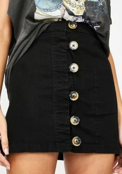 Momokrom Bottoms Horn Button Black Skirt