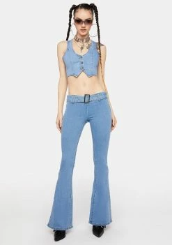 Momokrom Fitted Denim Waistcoat Tank Crop Top