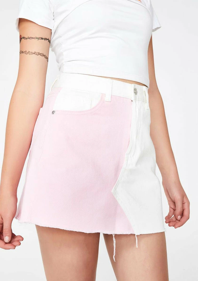 Momokrom Pink N' White Denim Skirt Bottoms 3 Momokrom Pink N' White Denim Skirt Bottoms