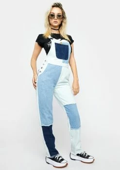 Momokrom Distressed Patchwork Denim Overalls