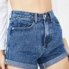 Momokrom Mid Blue Roll Hem Mom Shorts Bottoms