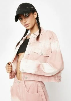 Momokrom Outerwear Pink Tones Tie Dye Boxy Denim Jacket