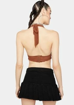 Momokrom Black Denim Pleated Mini Skirt