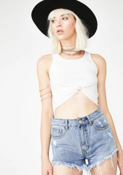 Momokrom High Waist Distressed Shorts