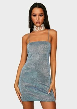 Momokrom Dresses Blue Glitter Bodycon Dress