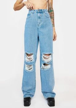 Momokrom High Rise Knee Distressed Boyfriend Jeans