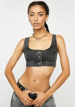 Momokrom Washed Grey Extreme Crop Top