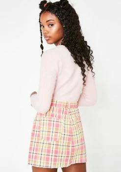 Momokrom Cropped Plaid Mini Skirt