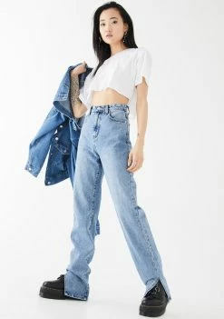 Momokrom Side Slit Hem Vintage Wash Jeans