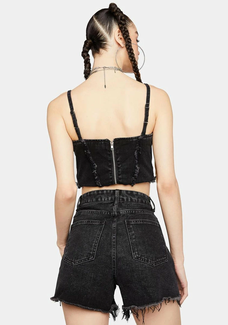 Momokrom Black Wash Distressed Denim Mom Shorts 6 Momokrom Black Wash Distressed Denim Mom Shorts