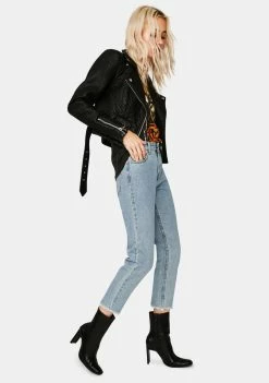 Momokrom Mid Wash High Rise Mom Jeans Bottoms