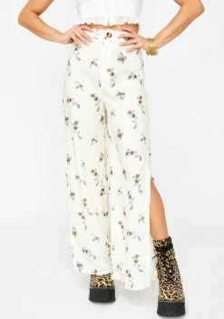 Momokrom Side Slit White Floral Trousers