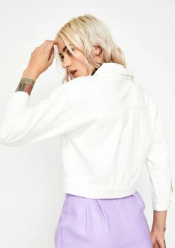 Momokrom White Cropped Denim Jacket Outerwear