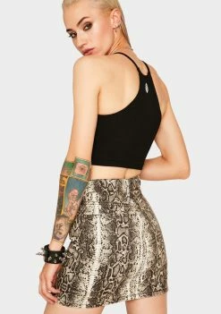 Momokrom Snake Print Denim Skirt