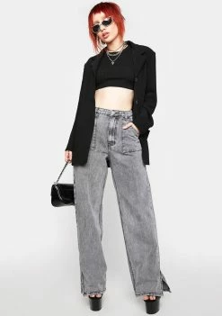 Momokrom Washed Grey Wide Leg Baggy Pants