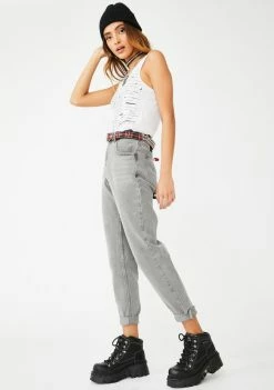 Momokrom Grey Wash Denim Mom Jeans