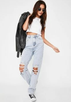 Momokrom Baggy Distressed Knee Denim Jeans Bottoms 8 Momokrom Baggy Distressed Knee Denim Jeans Bottoms