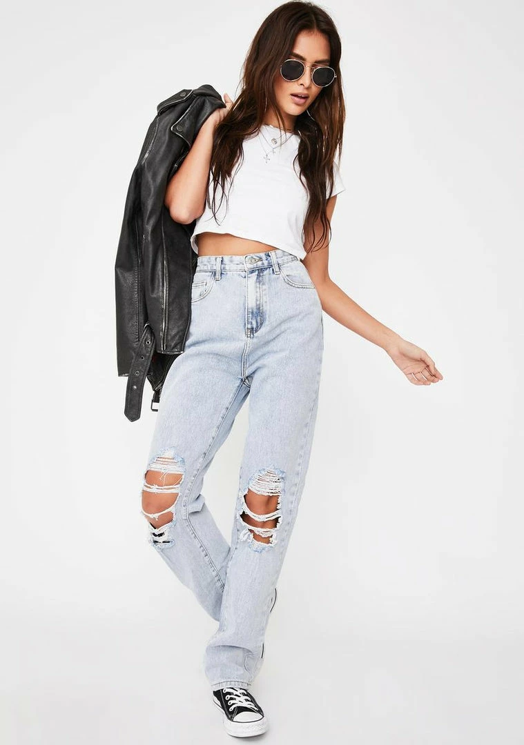 Momokrom Baggy Distressed Knee Denim Jeans Bottoms 5 Momokrom Baggy Distressed Knee Denim Jeans Bottoms