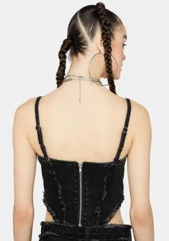 Momokrom Angled Washed Denim Corset Top