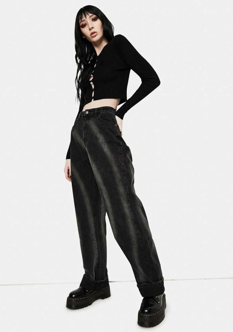 Momokrom Washed Black Tie Dye Circle Effect Baggy Wide Leg Jeans 5 Momokrom Washed Black Tie Dye Circle Effect Baggy Wide Leg Jeans