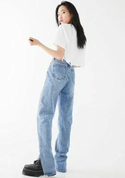 Momokrom Side Slit Hem Vintage Wash Jeans
