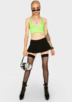 Momokrom Neon Green Tie Back Satin Top Tops 11 Momokrom Neon Green Tie Back Satin Top Tops