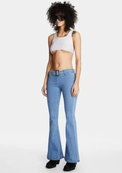 Momokrom Flares Low Rise Belted Flare Jeans