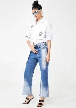 Momokrom Bleached Straight Leg Jeans Bottoms