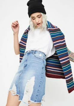 Momokrom Bottoms Light Wash Asymmetric Denim Skirt