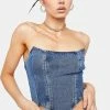 Momokrom Dip Hem Denim Corset Top